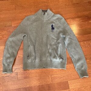 Mens POLO Ralph Lauren large full zip sweater with large pony size L cardigan